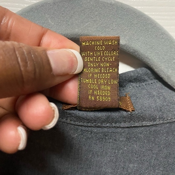 Copper Key Womens Gray Button Up Top Size xL Long Sleeve Cinch side and front - Picture 5 of 11